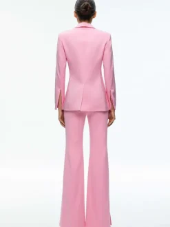 Macey Notch Collar Fitted Blazer + Danette High Rise Flare Slit Trouser