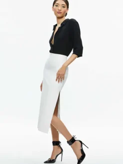 Maeve Vegan Leather Midi Skirt