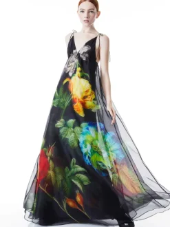 Massie Tie Strap Printed Gown