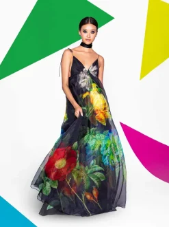 Massie Tie Strap Printed Gown