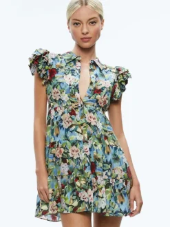 Meeko Ruffle Sleeve Shirt Dress