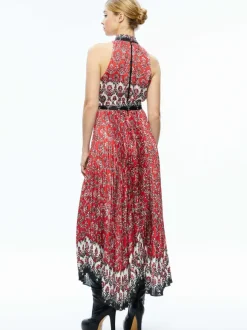 Mertie Mock Neck Pleated Maxi Dress