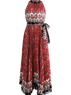 Mertie Mock Neck Pleated Maxi Dress