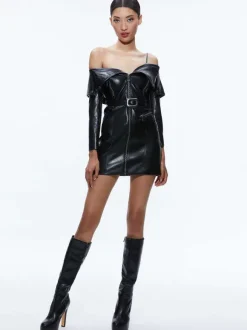 Miara Vegan Leather Moto Dress