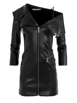 Miara Vegan Leather Moto Dress