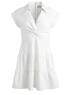 Mila Vegan Deep V-Neck Twist Front Mini Dress
