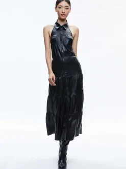 Miranda Vegan Halter Neck Tiered Midi Dress