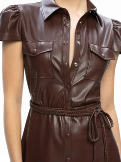 Miranda Vegan Leather Midi Dress