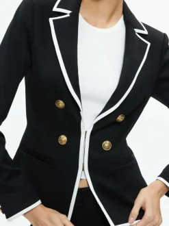 Mya Contrast Piping Fitted Blazer