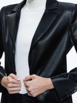 Mya Vegan Leather Long Blazer