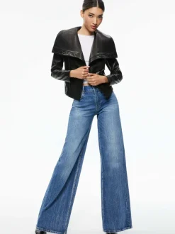 Nita Leather Drape Front Jacket