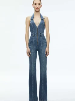 Noemi Halter Neck Denim Jumpsuit