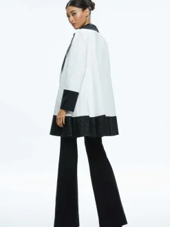 Paola Swing Coat With Border Detail