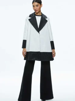 Paola Swing Coat With Border Detail