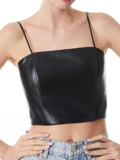 Pearle Vegan Leather Spaghetti Strap Bustier