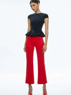 Poppy Crew Neck Cap Sleeve Peplum Top