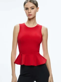 Poppy Crew Neck Peplum Top