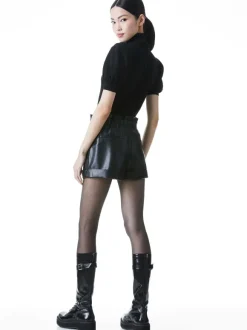 Reagan Vegan Leather Paperbag Short