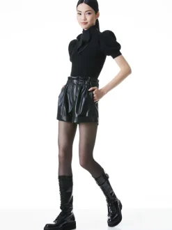Reagan Vegan Leather Paperbag Short
