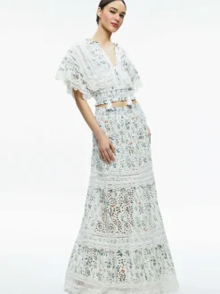 Reise Embroidered Tiered Maxi Skirt