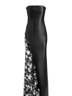 Retha Vegan Leather Lace Maxi Dress