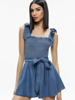 Roz Smocked Chambray Romper