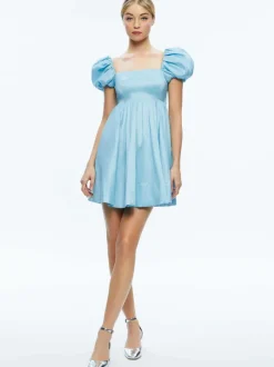 Sharilyn Bubble Sleeve Tie Back Mini Dress