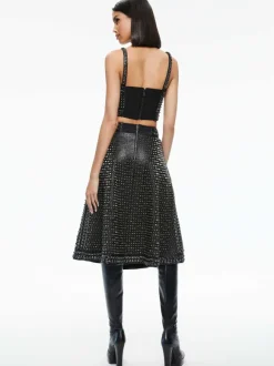 Sosie Studded Leather Midi Skirt