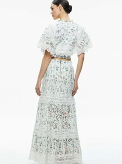 Tabitha Lace Button Front Cropped Blouse