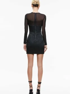 Takako Mesh Crew Neck Mini Dress