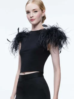 Tamica Feather Detail Top
