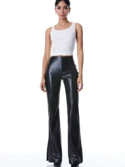 Teeny Vegan Leather Side Slit Pant