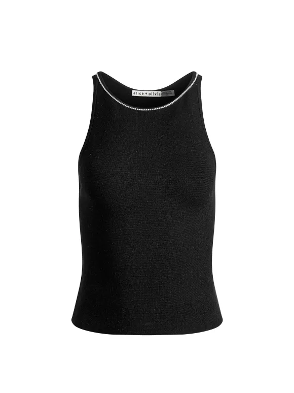 Val Crystal Fringe Cutout Tank