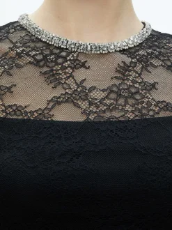 Vanita Embellished Neck Lace Crop Top
