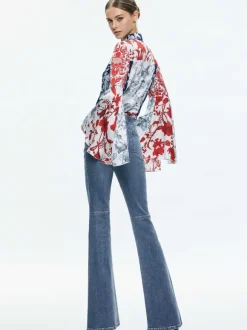 Willa Fitted Placket Bell Sleeve Top