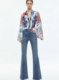 Willa Fitted Placket Bell Sleeve Top