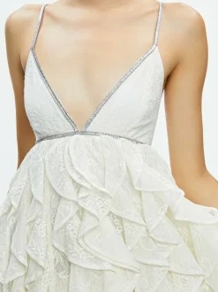 Wilmarie Embellished Lace Ruffle Mini Gown