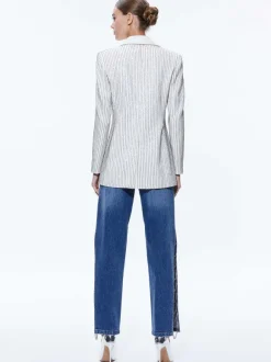 Yona Pinstripe Embellished Blazer